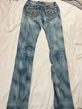 Rock Revival Light Blue Embroidered Back Pocket Flare Jeans